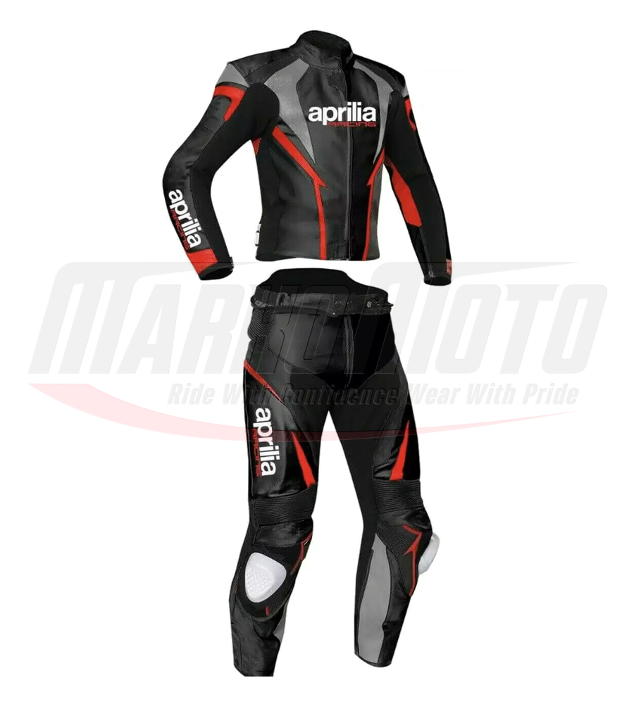 Aprilia Motorcycle Black and Red Leather Racing Suit