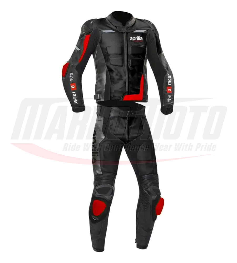 Aprilia Motorcycle Racing Red and Black Leather Racing Suit