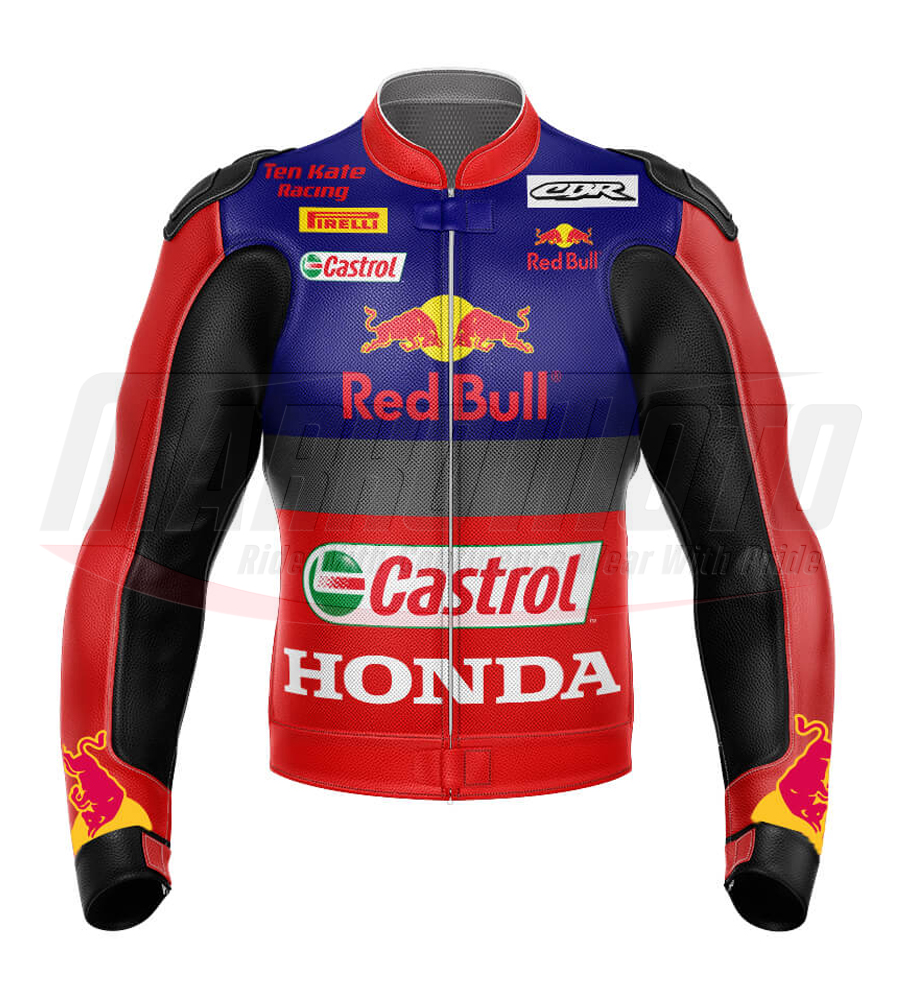 RedBull Honda Motorcycle Racing Leather Jacket