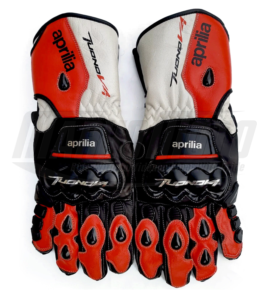 Aprilia RSV4 Motorcycle Racing Leather Gloves