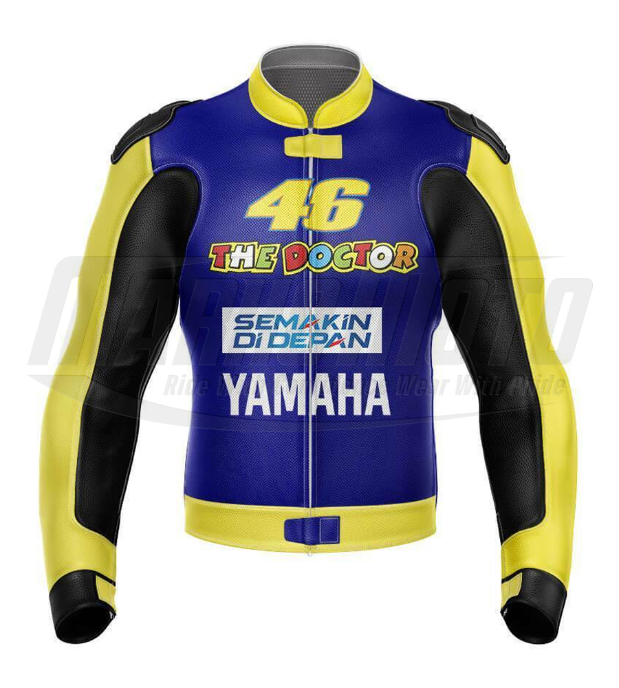 Valentino Rossi VR46 Blue & Yellow Motorcycle Racing Jacket