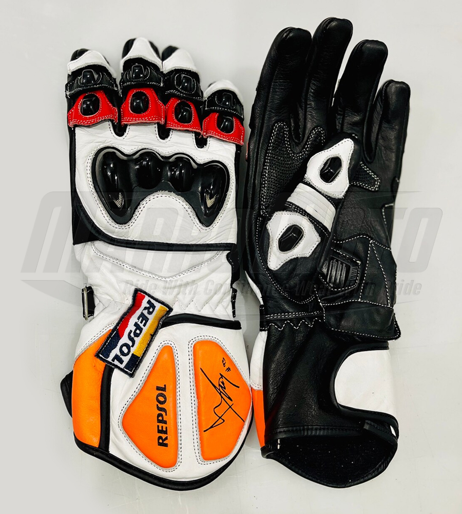 Honda Repsol Marc Marquez Motorcycle Racing Leather Gloves