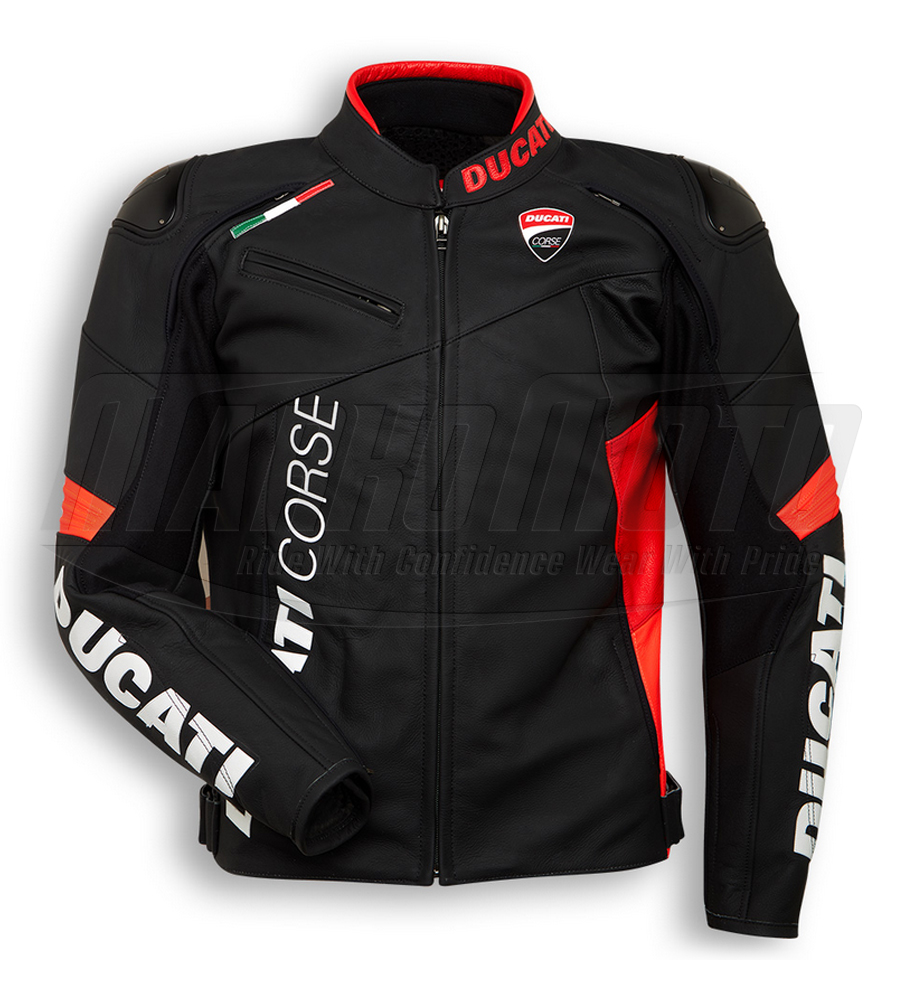 Ducati Corse C6 Motorbike Black Leather Racing Jacket