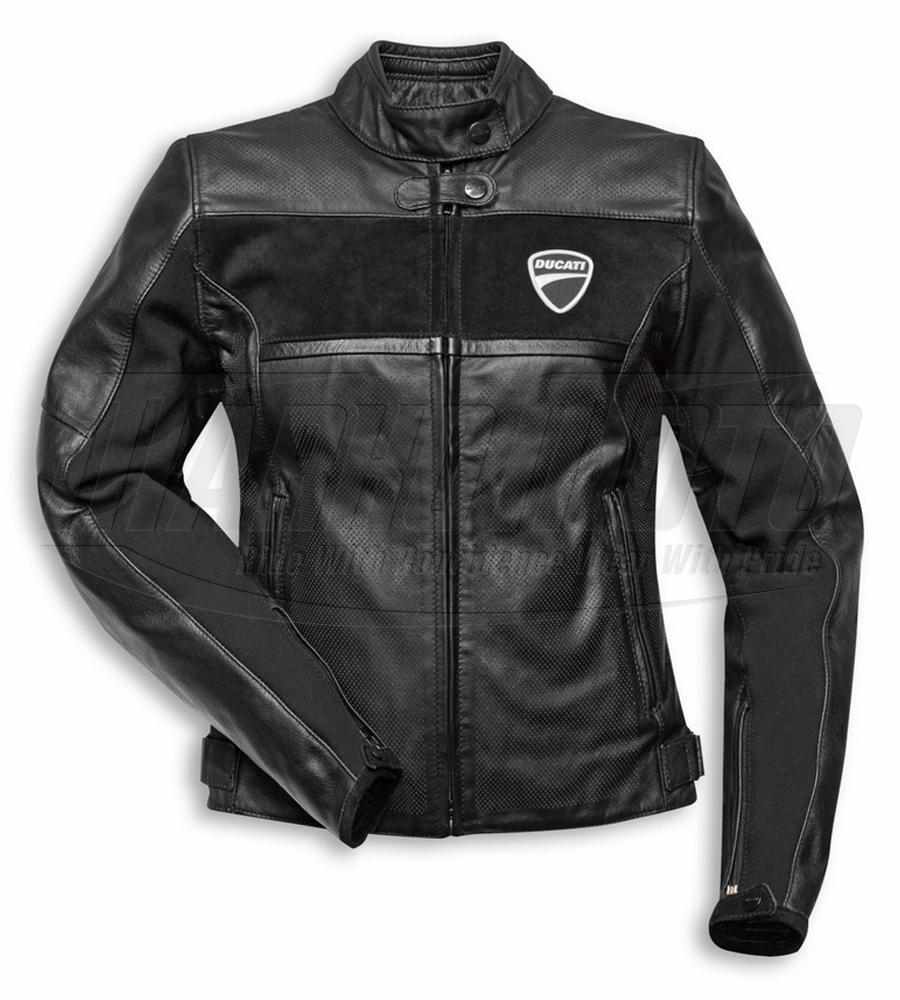 Ducati Company C2 Motorcycle Black Leather Jacket