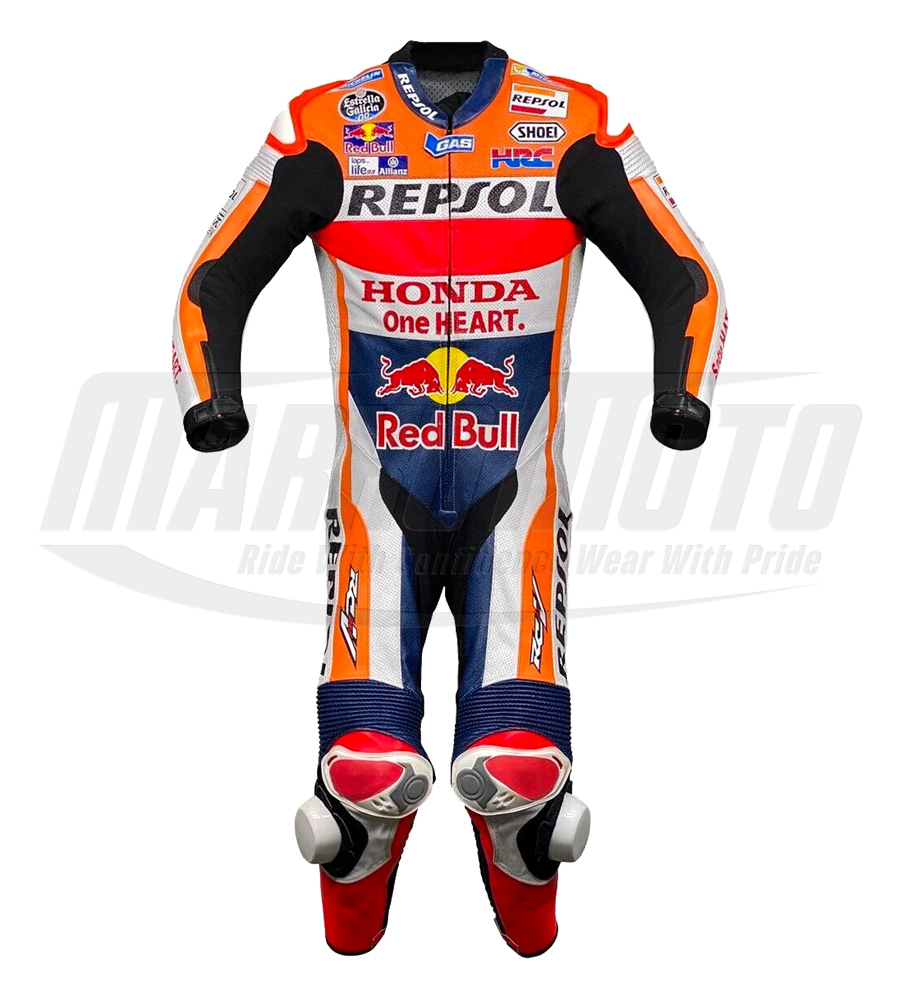 Marc Marquez Honda Repsol Racing Suit Cowhide and Kangaroo Leather Racing Suit 1pcs & 2pcs,Honda Repsol Gloves, Honda Repsol Racing Boots For Men and Women 3 in 1 Package