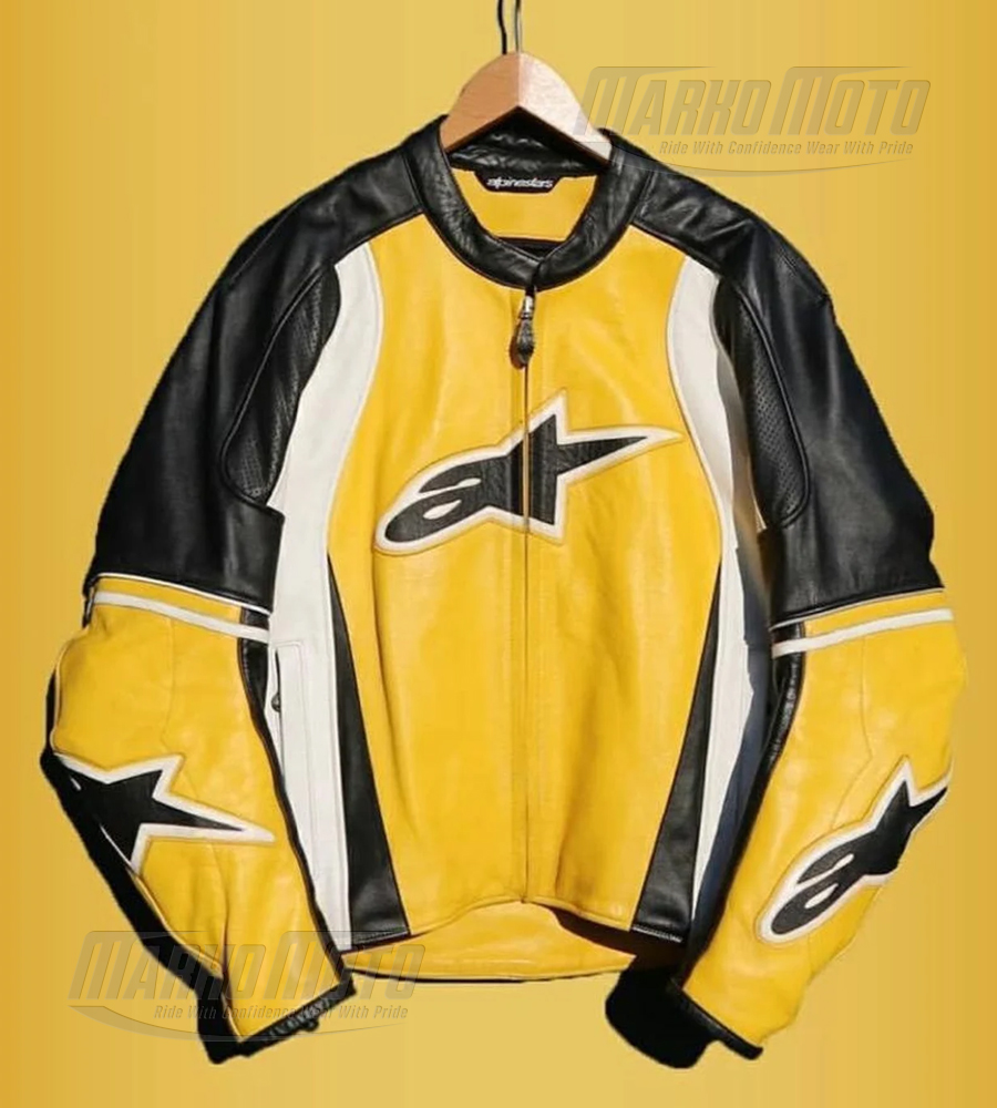 Alpinestars Fashion Motorcycle Yellow Racing Leather Jacket