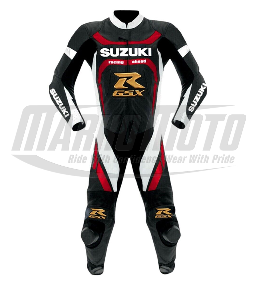 Suzuki R GSX Black & Red Motorcycle Leather Racing Suit