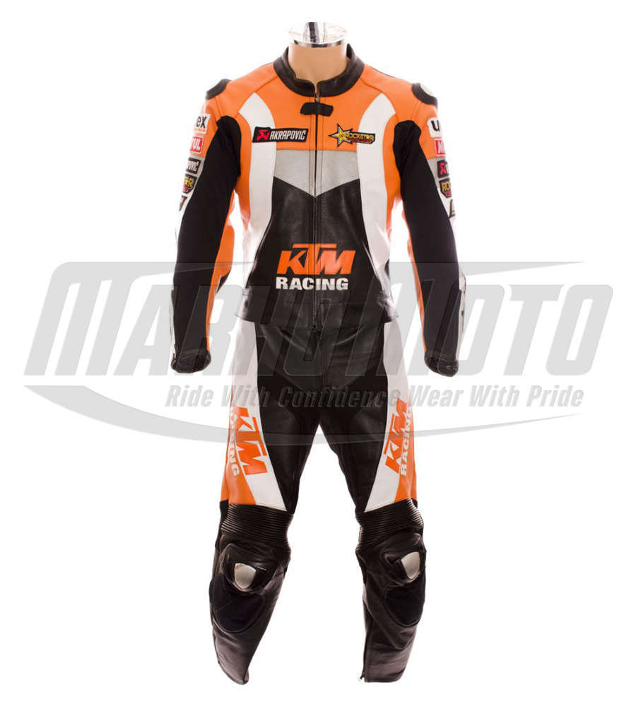 KTM Racing Orange Leather Motorcycle Racing Suit