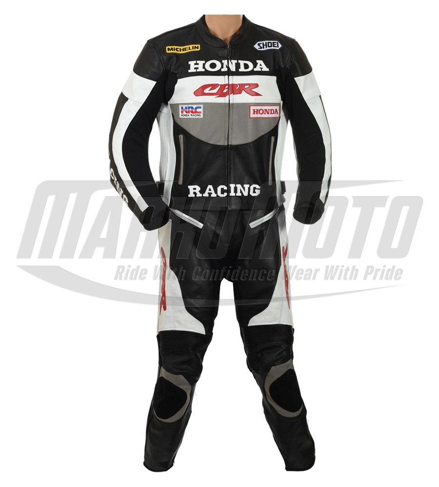 Honda CBR GREY Leather Motorcycle Racing Suit