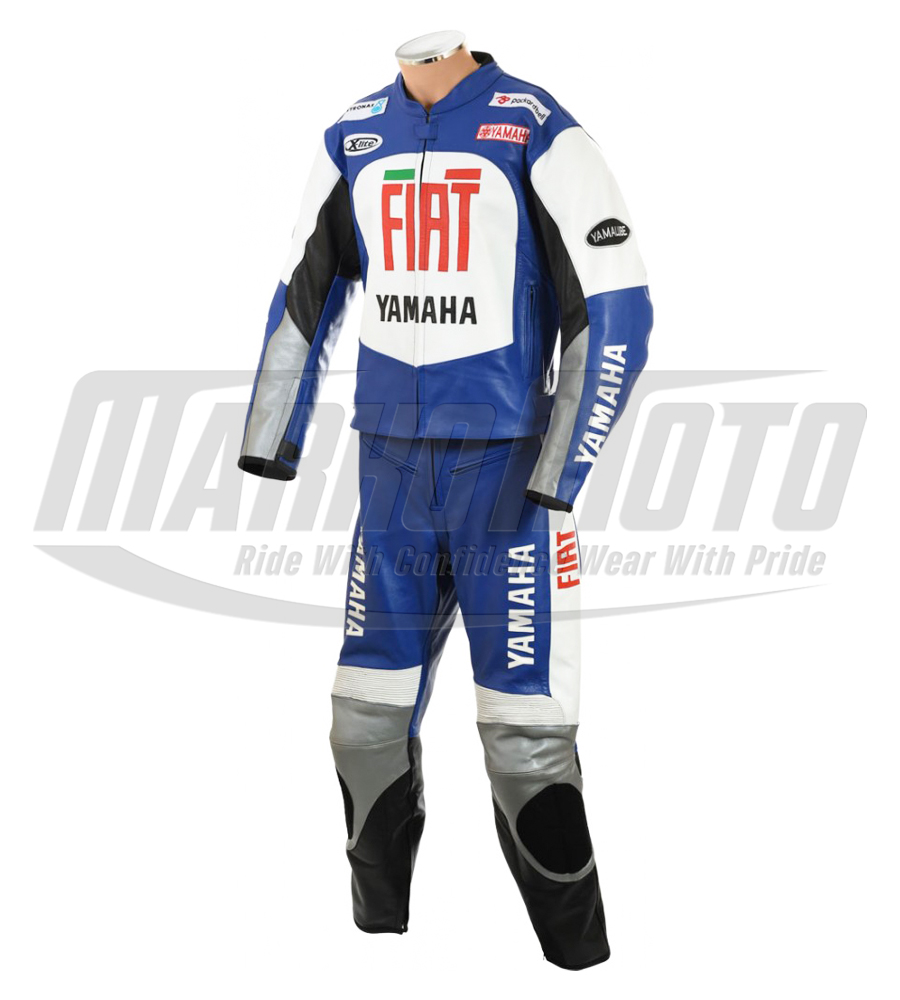 FIAT Yamaha Blue Leather Motorcycle Racing Suit