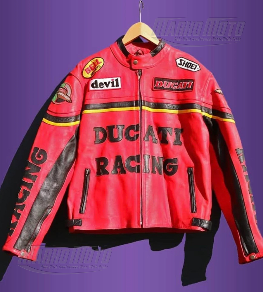 Ducati Racing Pink Motorcycle Fashion Leather Jacket