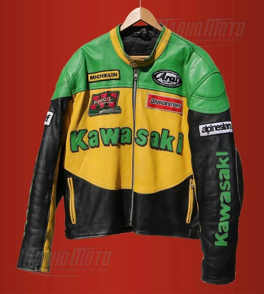 New Kawasaki Motorcycle Racing Leather Jacket