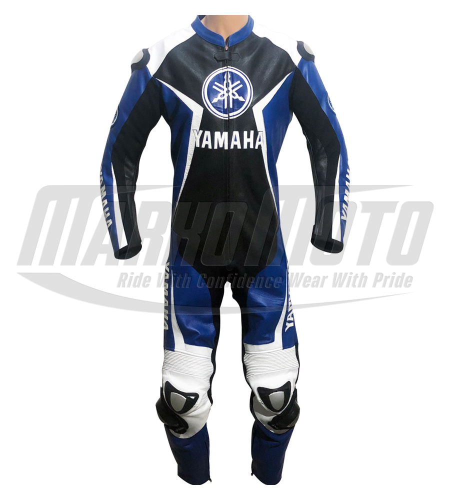 Yamaha Super Sport Blue & Black Motorcycle Leather Racing Suit