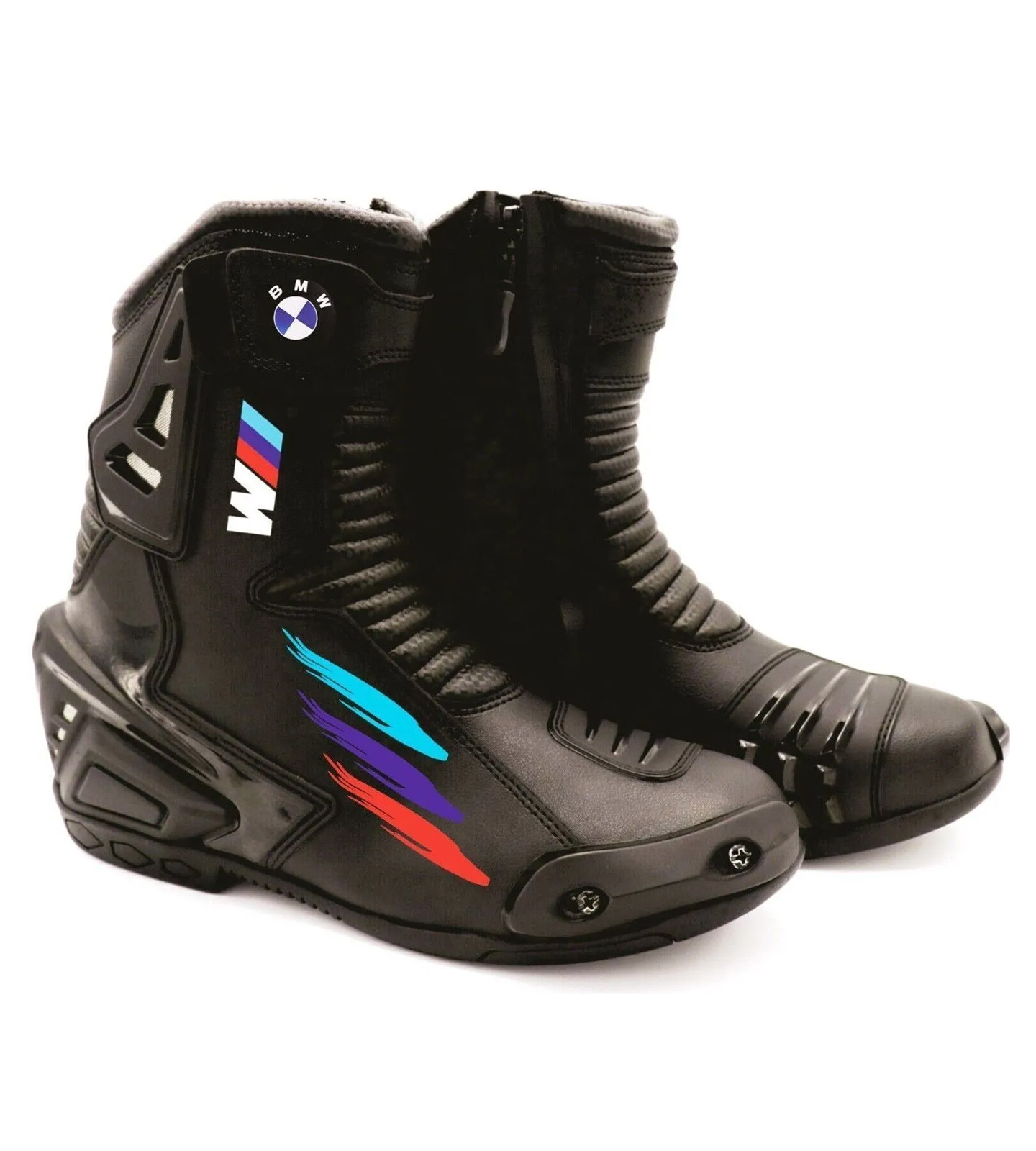 BMW Black Short Motorbike Leather Racing Shoes CE Approved