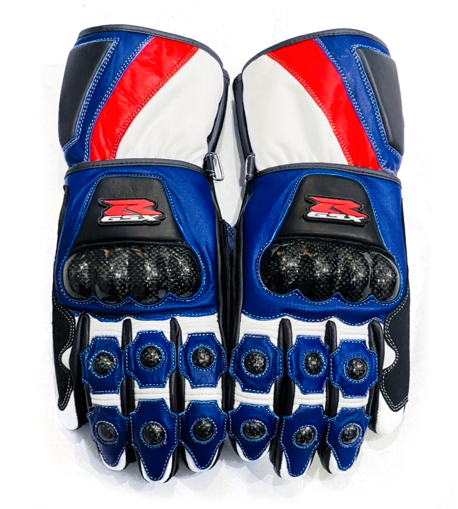 Yamaha R1 R4 Blue Motorcycle Racing Leather Gloves