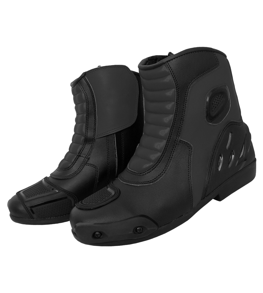 Sports Motorbike Leather Adventure Ankle Short Black Boots