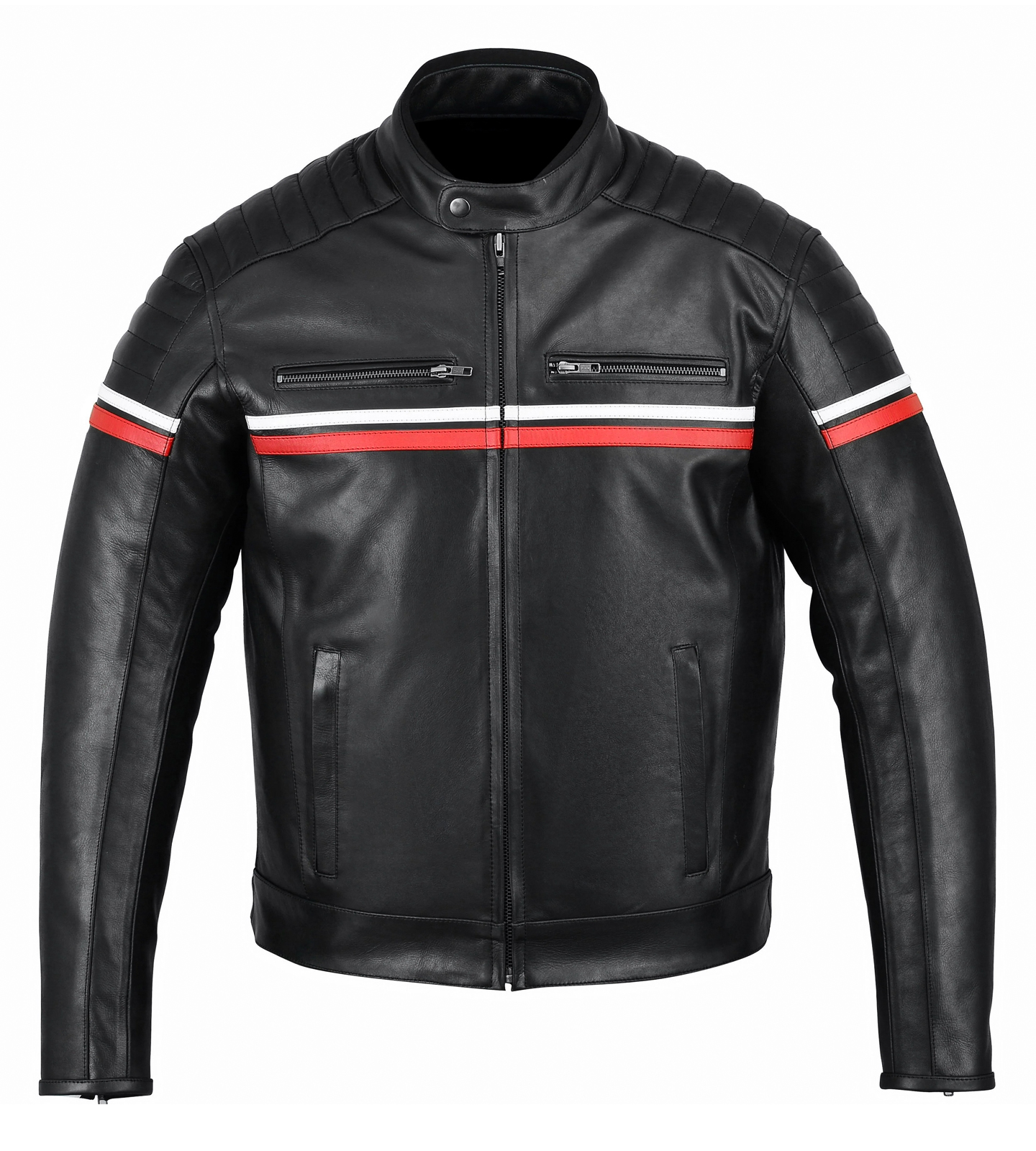 Red Stripe Metropolis Original Leather Biker Jacket