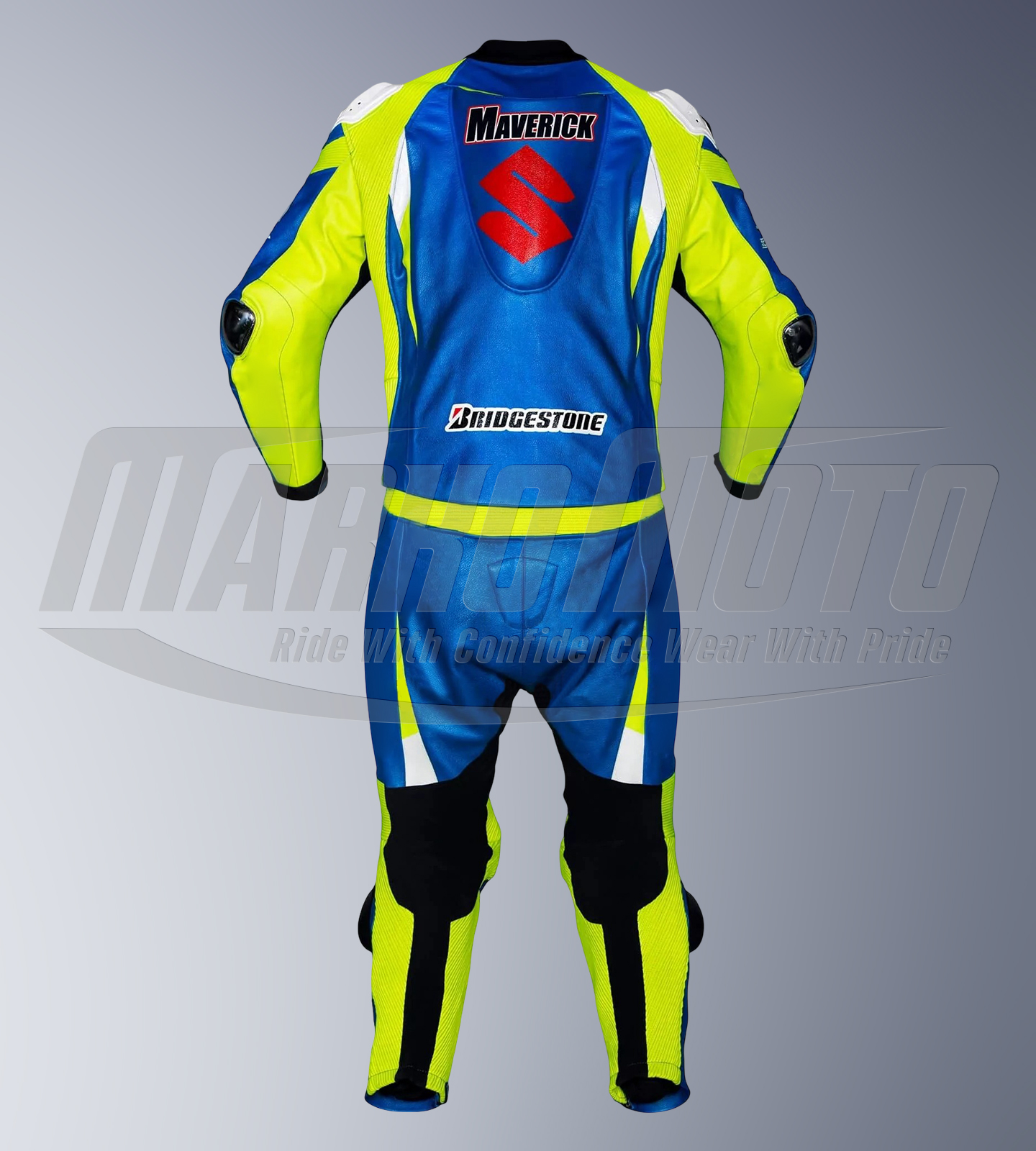 Maverick Vinales Suzuki MotoGP Leather Racing Suit Maverick Vinales Suzuki MotoGP Leather Racing Suit