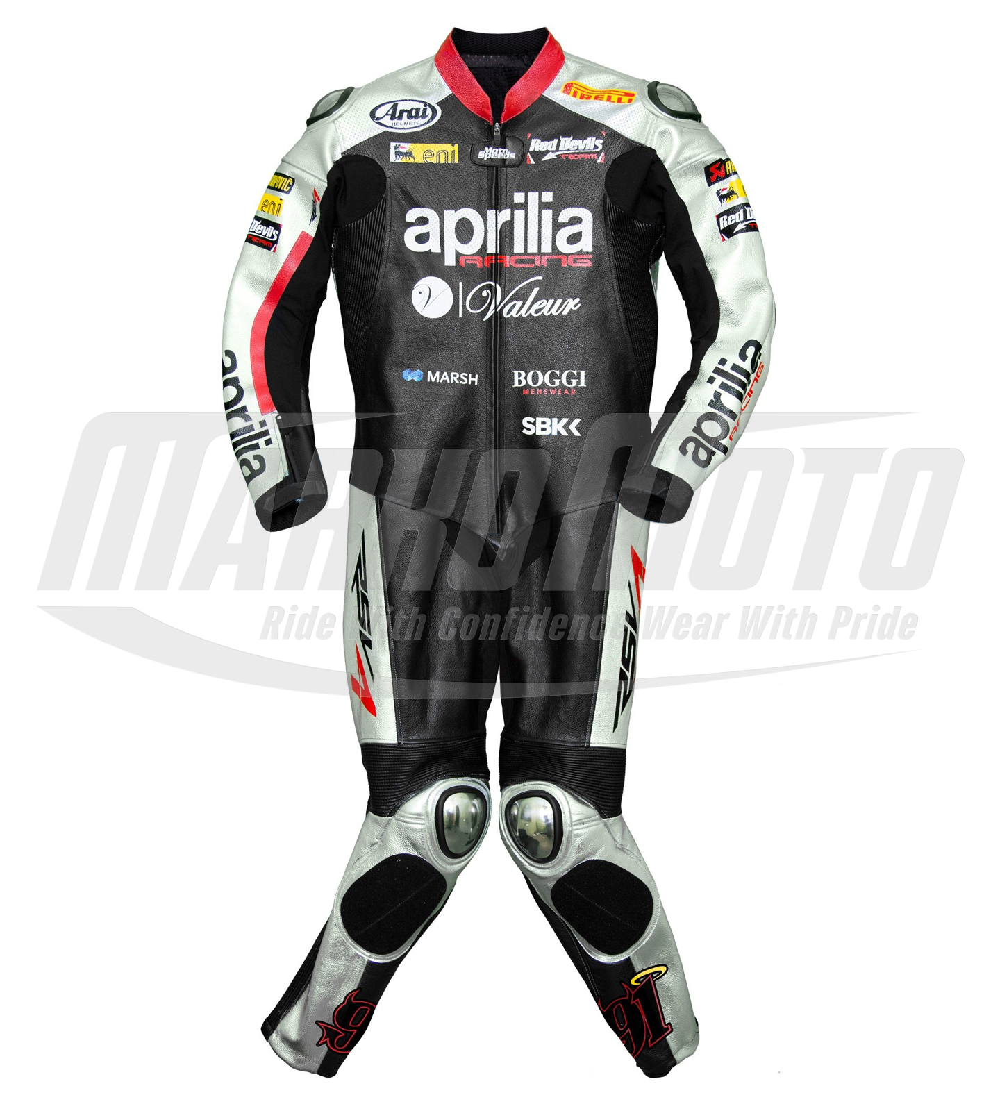 Leon Haslam Aprilia WSBK Motorcycle Leather Racing Suit