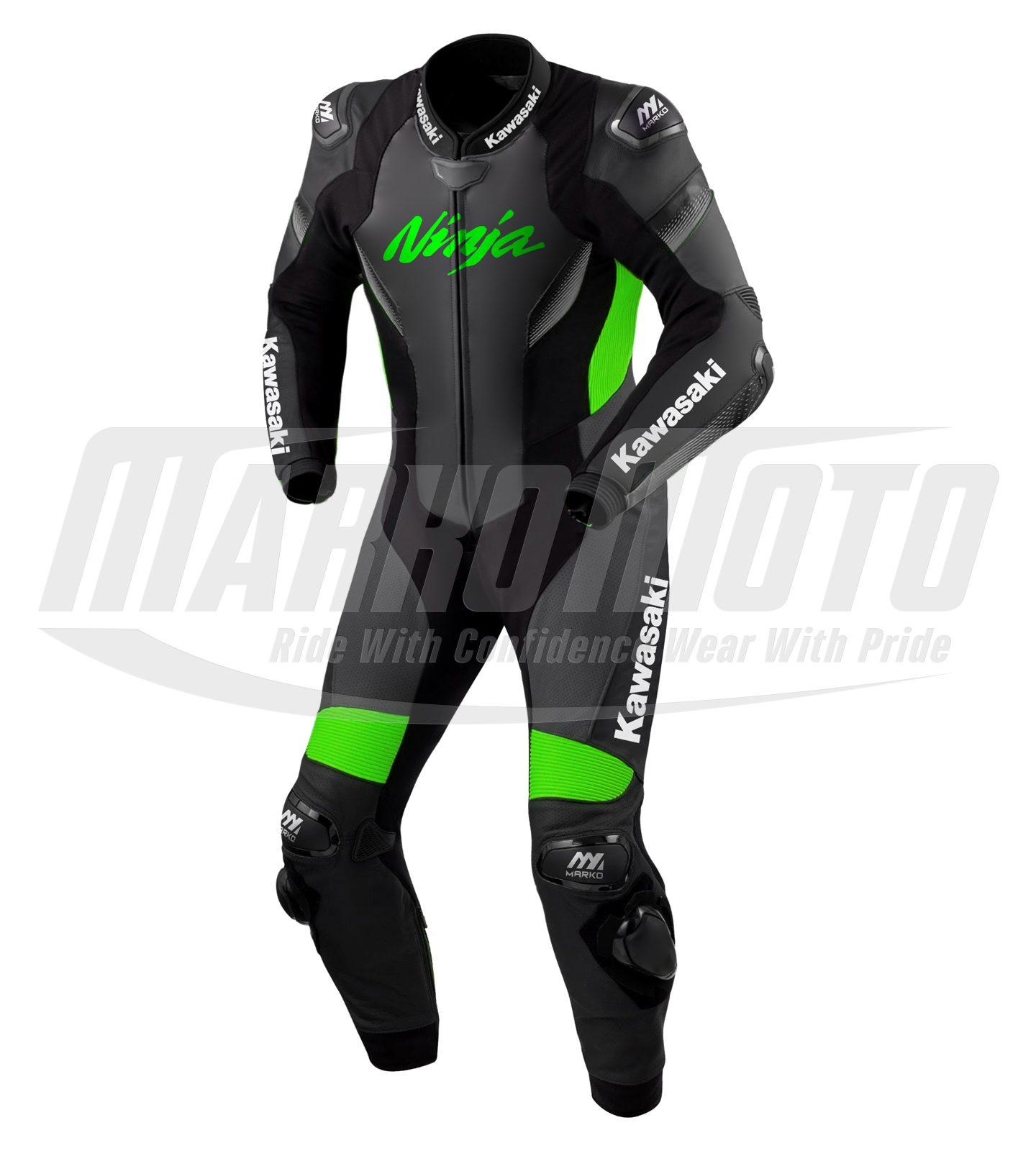 Pro Kawasaki Ninja ZX-10R Motorcycle Racing Leather Suit