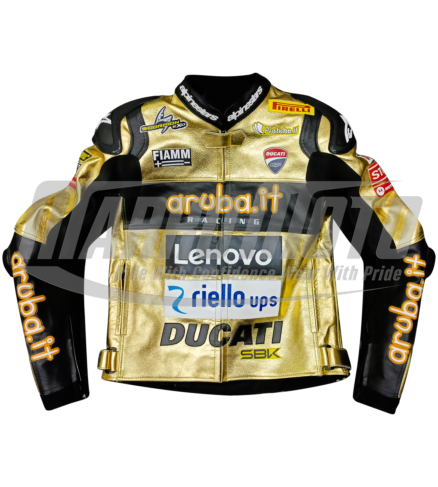 Alvaro Bautista Golden & Black Aruba.It WSBK Leather Jacket